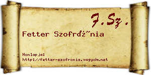 Fetter Szofrónia névjegykártya